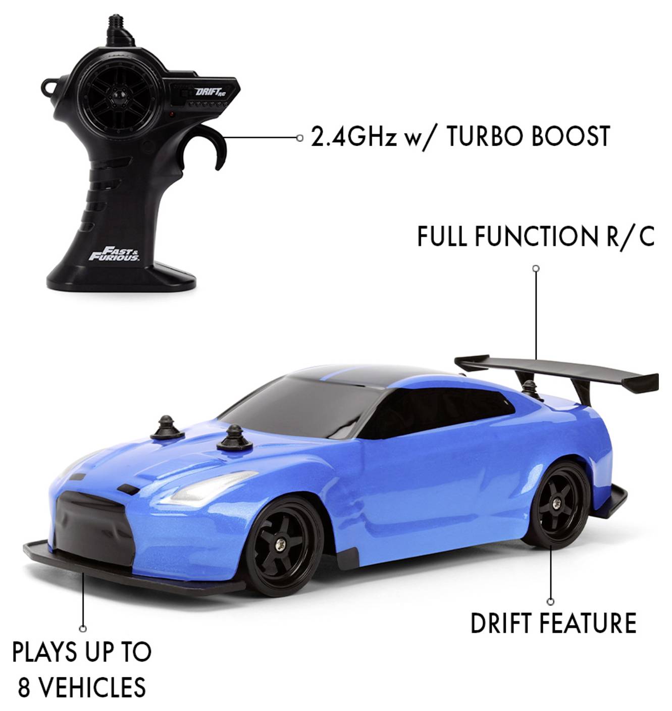 JADA TOYS 9336314314R00 Fast&Furious RC Drift 2009 Nissan 1:24 RC Einsteiger Modellauto Elektro Sportwagen