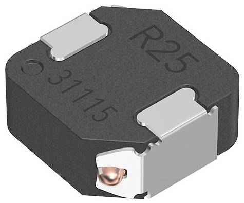 Eine elektronische Komponente, gekennzeichnet mit 'R25'; ein quadratischer, schwarzer Chip mit metallischen Anschlüssen an zwei Seiten, versehen mit einem kleinen Kupferabschnitt.