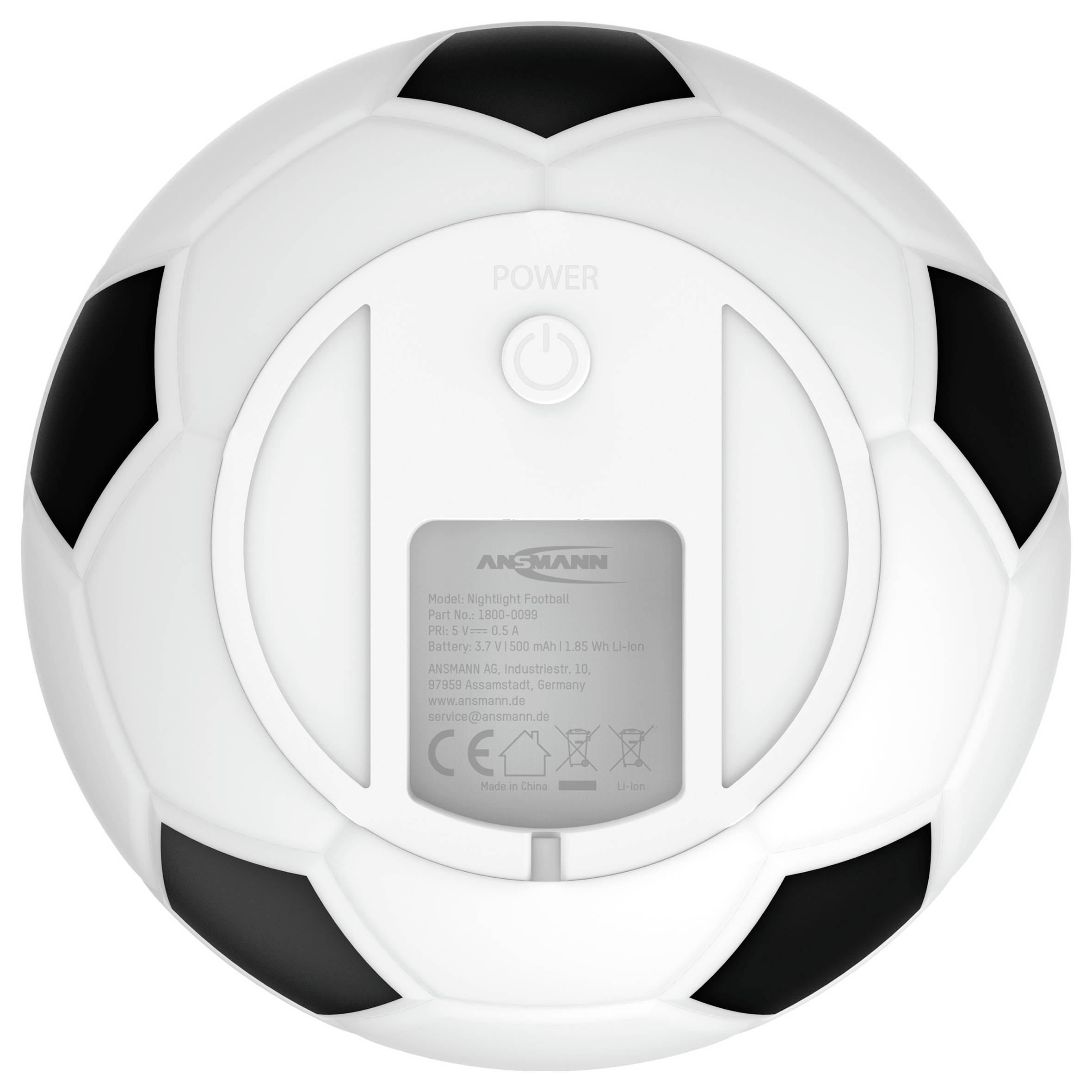 Ansmann LED-Silikonlicht Fußball wiederaufladbar 1800-0099 LED-Leuchtkugel, LED-Nachtlicht LED