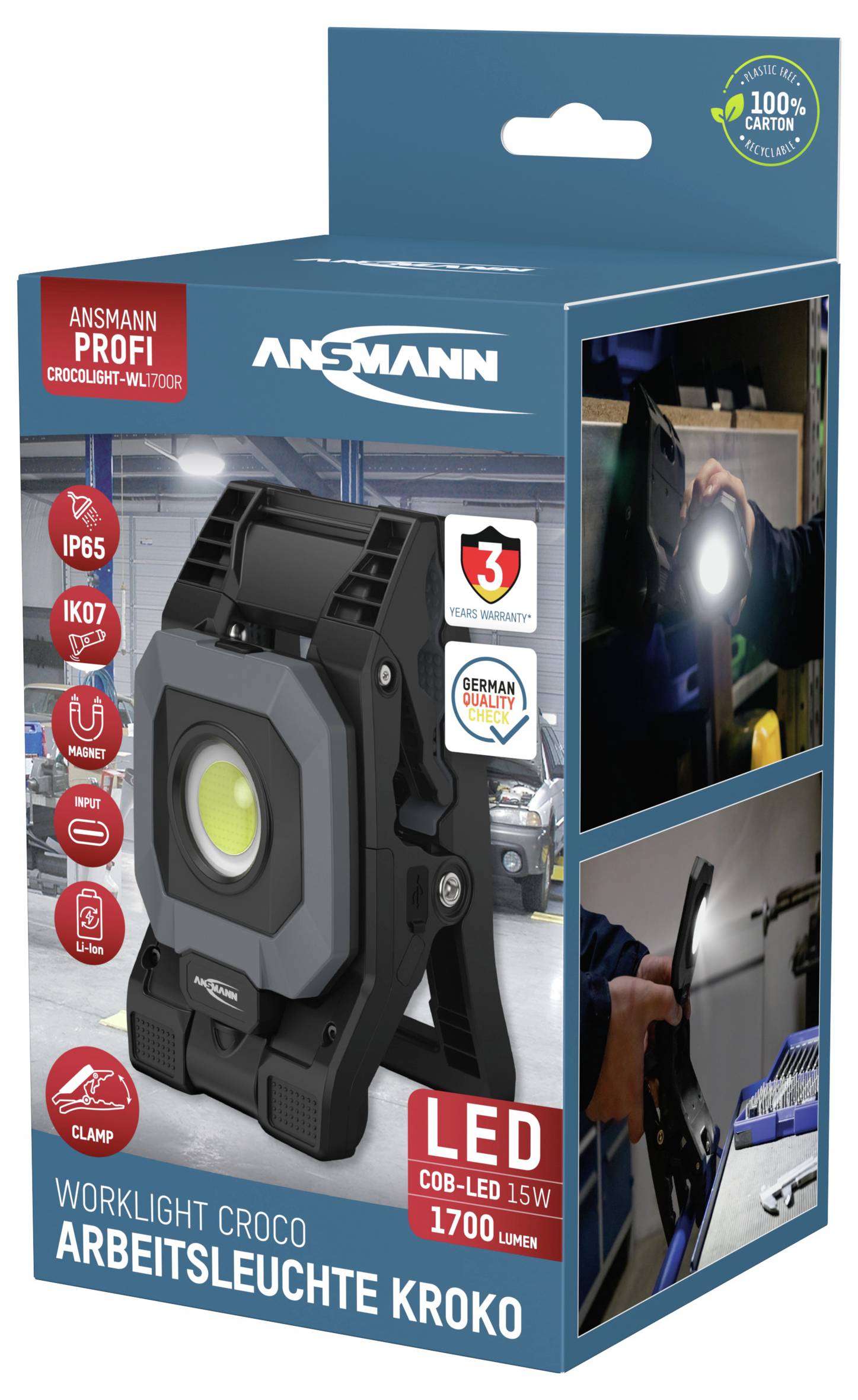 Ansmann 1600-0703 Arbeitsleuchte Croco WL1700R LED Arbeitsleuchte 1700lm