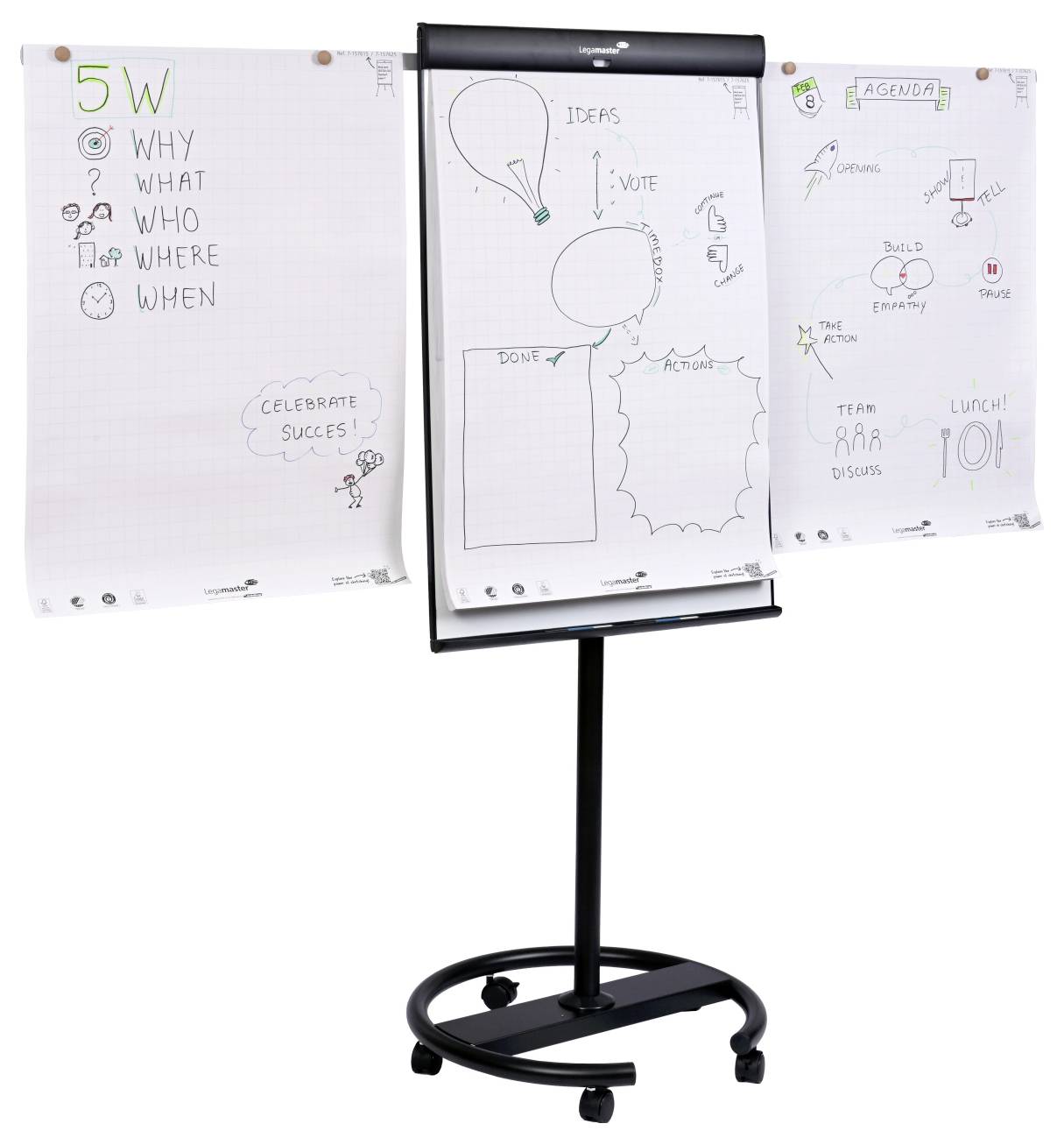 Legamaster Mobiles Flipchart SKETCH PRO (B x H x T) 680 x 2050 x 640mm abwischbar, beschriftbar, höhenverstellbar, Inkl