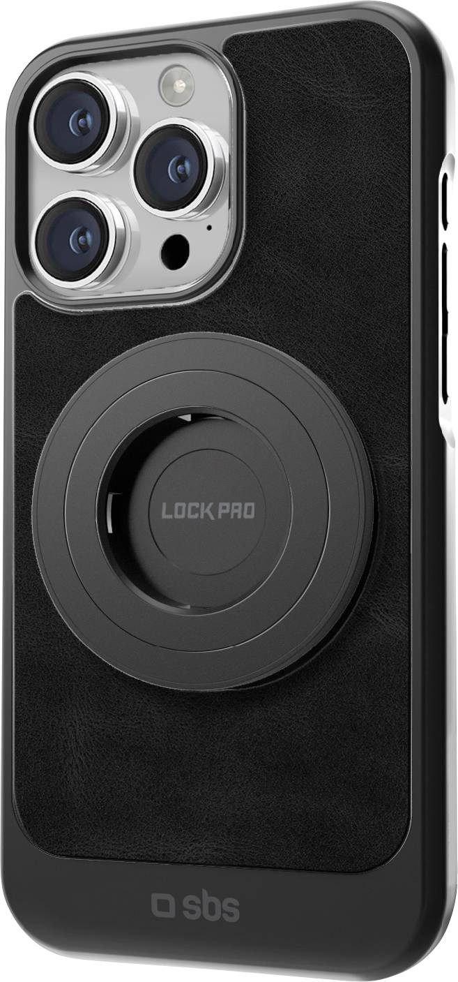 Ein Smartphone-Schutzhülle mit integriertem kreisförmigem Griff mit der Bezeichnung „LOCK PRO