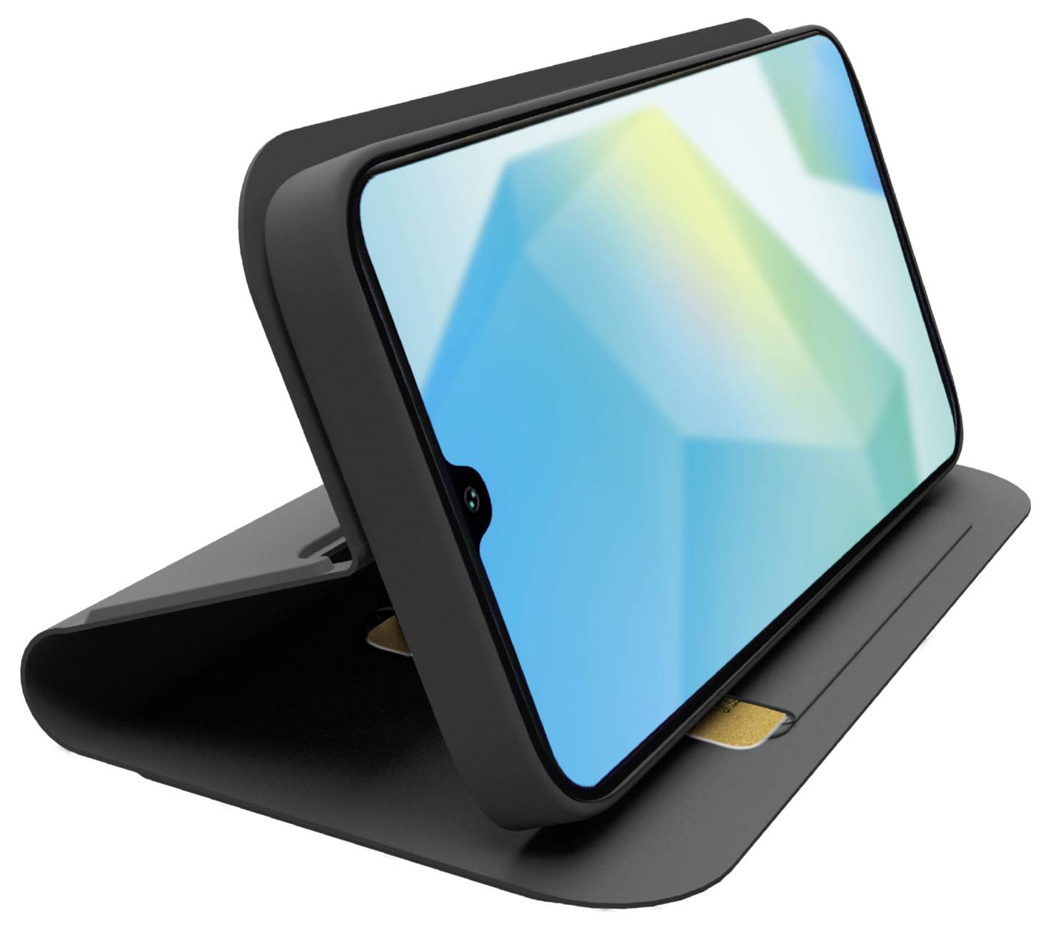 Selfie-Stab mit Stativ und Bluetooth-Fernbedienung, 360°-Drehung, 67 cm Höhe, hält Smartphone mit Bild einer lächelnden Person auf dem Bildschirm.