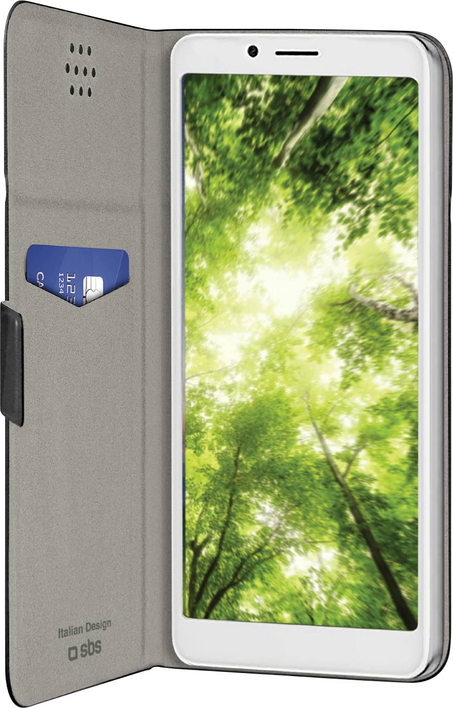 Ein schwarzes SBS-Handyhülle mit einer abgerundeten rechteckigen Öffnung oben, entwickelt für die Kompatibilität mit der Kameraobjektiv.