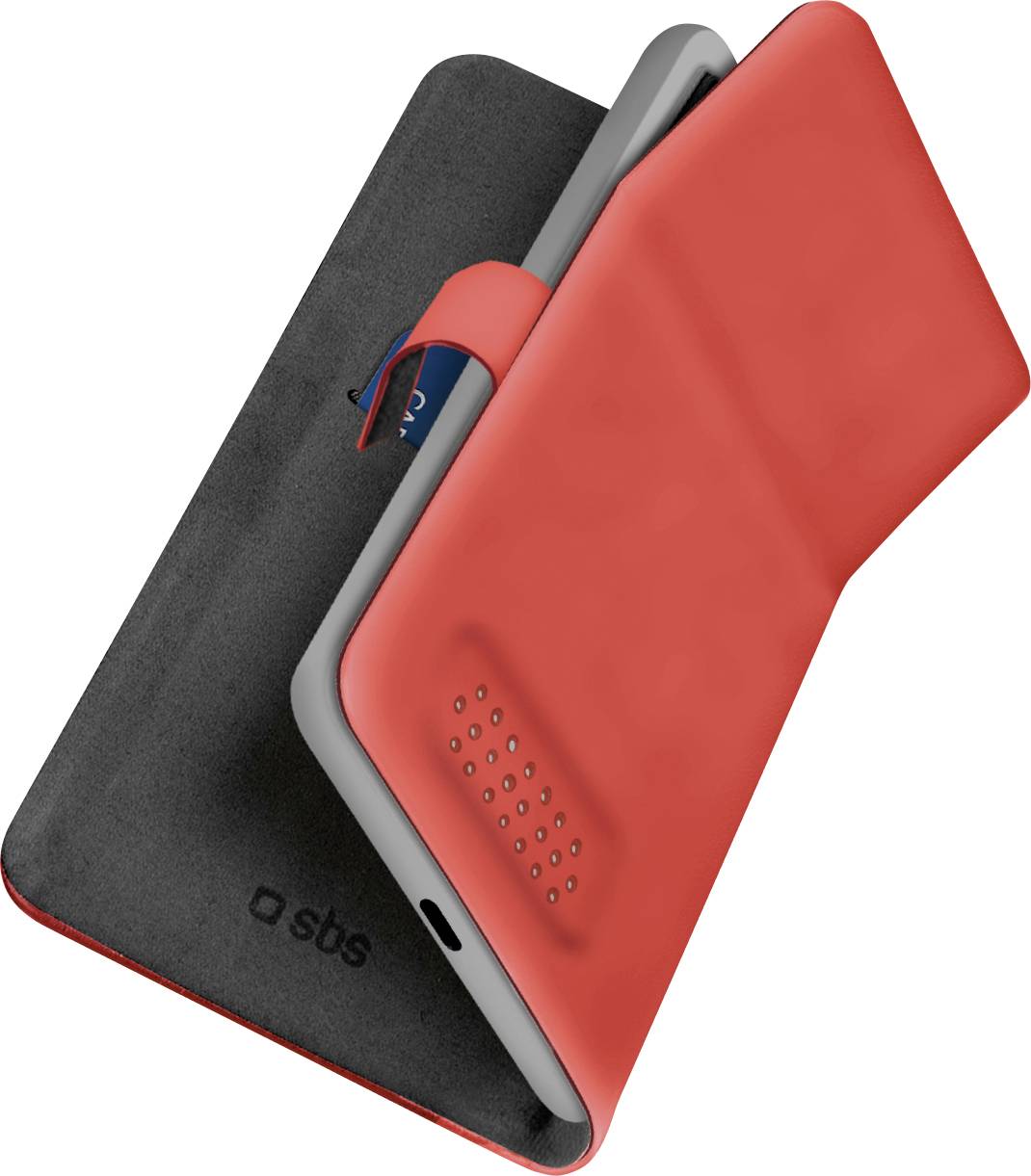 Eine weiße Smartphone-Hülle, die in zwei Ansichten dargestellt ist: Vorderseite mit Lautsprecherausschnitten und Rückseite mit Kameraöffnung.