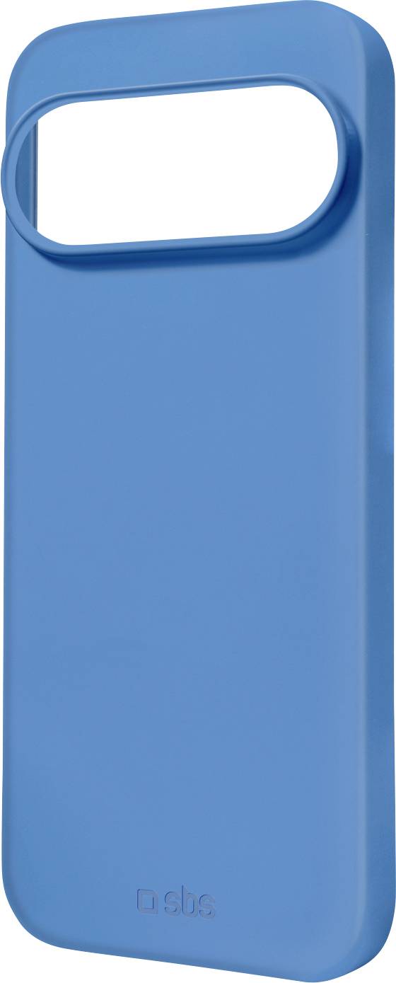 Blaue Handyhülle mit einem länglichen ovalen Ausschnitt oben für die Kamera.
