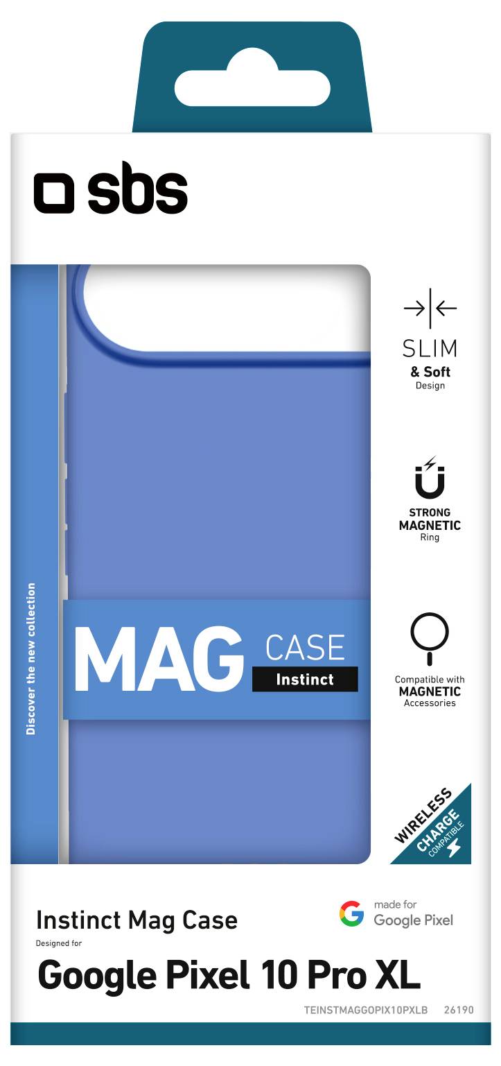 SBS Slim & Soft Blue Mag Case für Google Pixel 10 Pro XL. Starkes Magnetsystem, kompatibel mit kabellösem Laden.