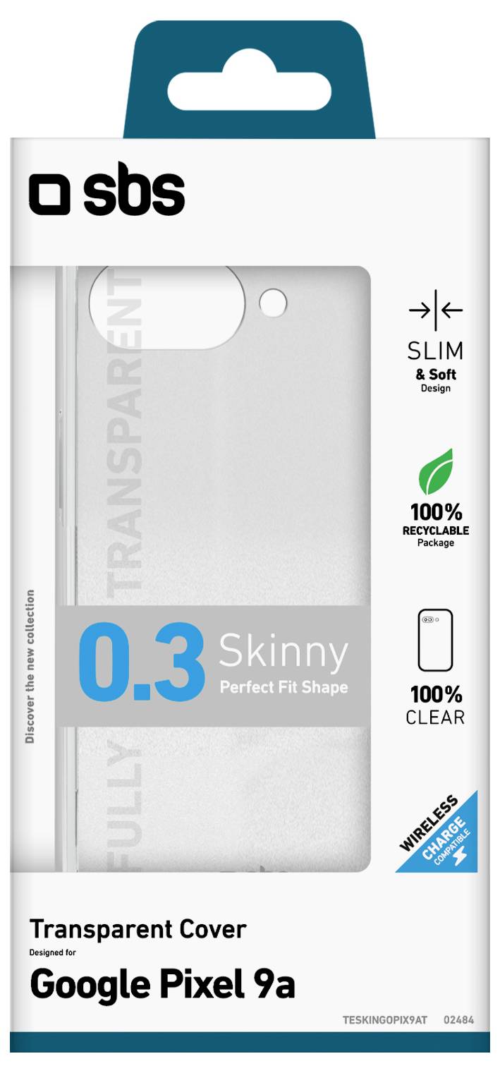 Transparente Schutzhülle für Google Pixel 9a, schlank, weich, 100% recycelbar, klar, kabelloses Laden kompatibel.
