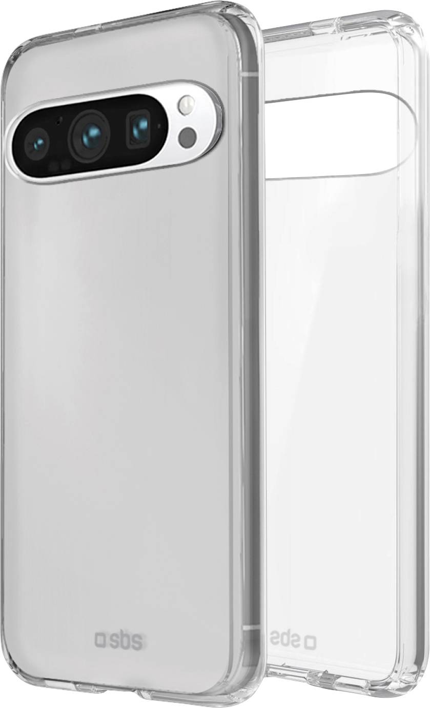 Ein schlankes, schwarzes Smartphone-Case mit zwei Kameraöffnungen und minimalistischem Design, das das Markenlogo „sbs