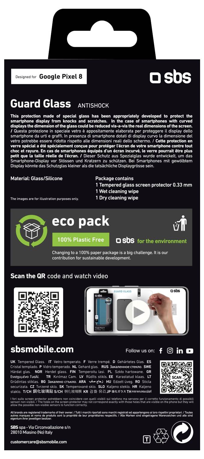 Sbs mobile Displayschutzglas Google Pixel 8 1 St. TESCRGLGOPIX8