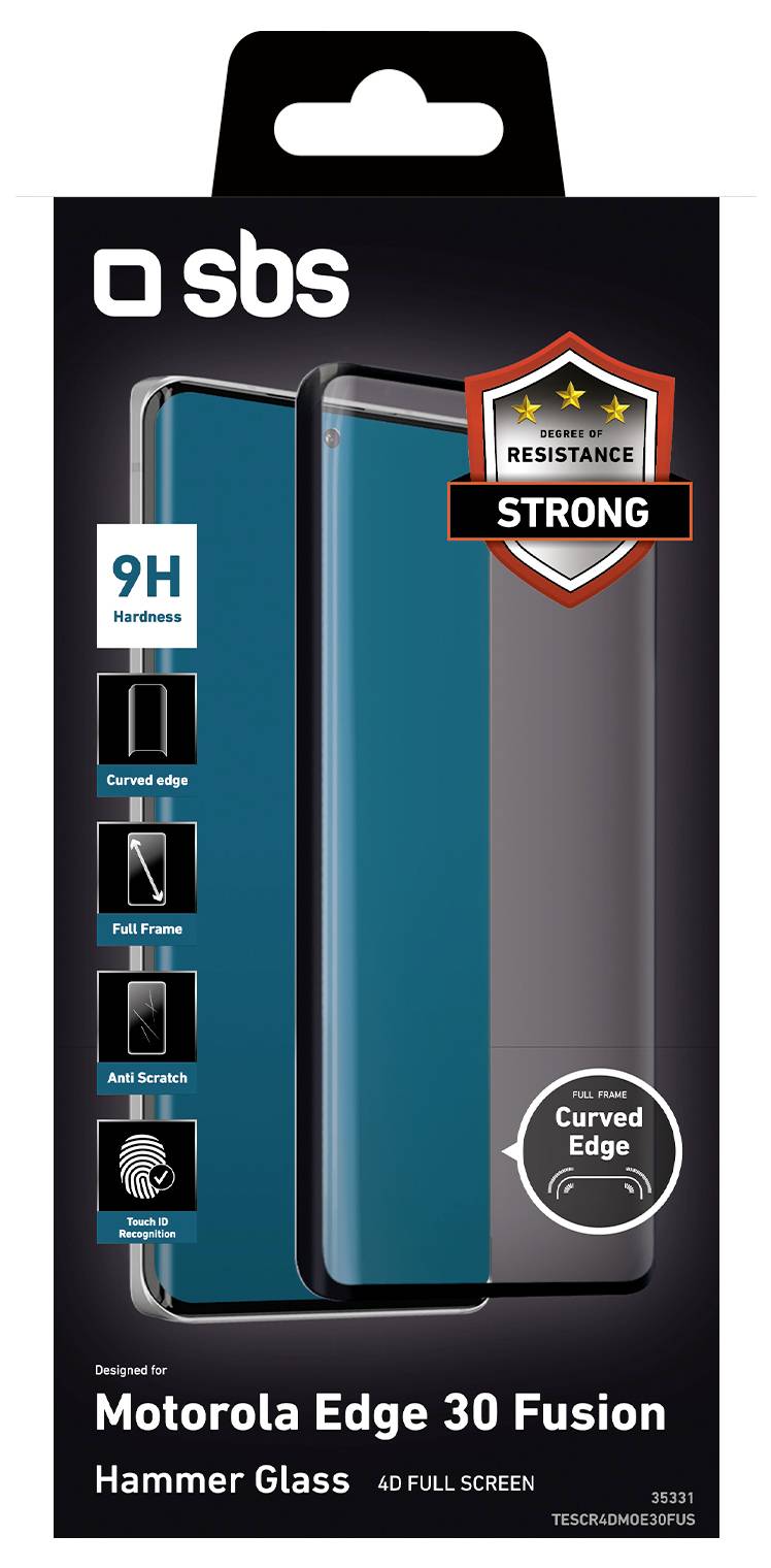 Verpackung für Glasbildschirmschutz für Motorola Edge 30 Fusion. Eigenschaften umfassen 9H-Härte, vollständige Bildschirmabdeckung und kratzfestes Design.