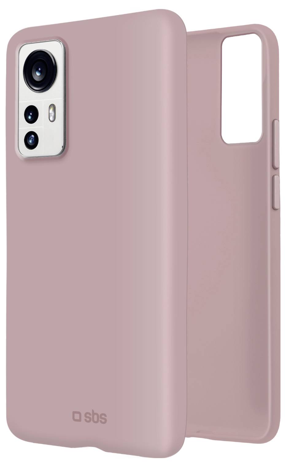 Ein durchsichtiges Handygehäuse mit Aussparungen für Kameraobjektive ist neben einem schwarzen Smartphone mit drei Rückkameras und einem Blitz positioniert.