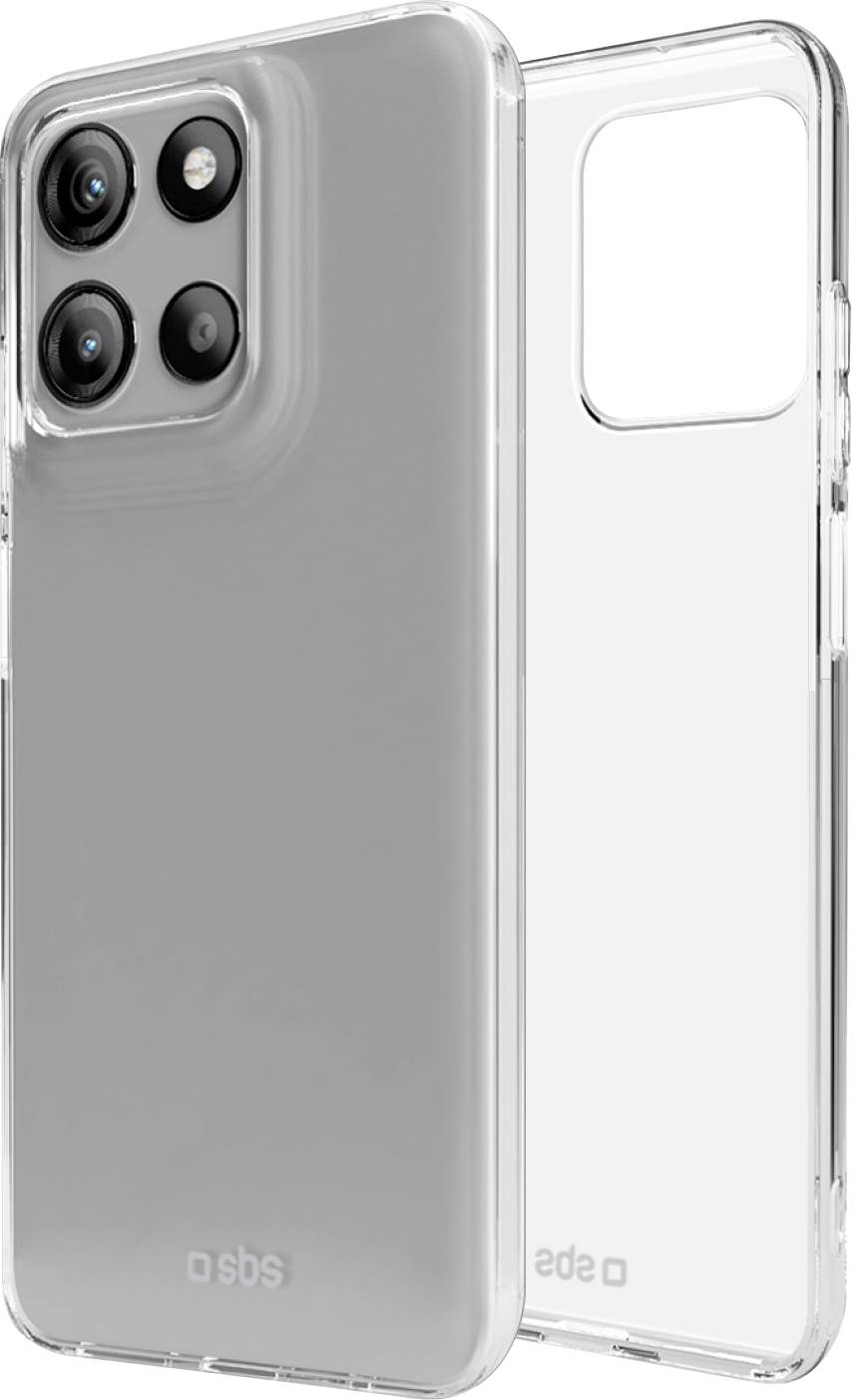 Transparente Handyhülle mit verstärkten Ecken, die einen Dual-Kamera-Ausschnitt präsentiert. Ideal zum Schutz des Geräts und zur Zur-Schau-Stellung des Telefondesigns.