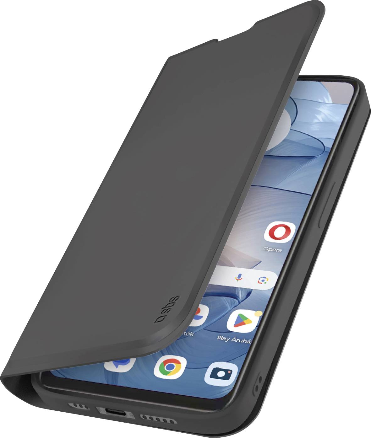 Ein Smartphone-Bildschirm mit einer Schutzglasfolie, in einer Schrägansicht gezeigt, demonstriert die Passform und Abdeckung des Produkts.