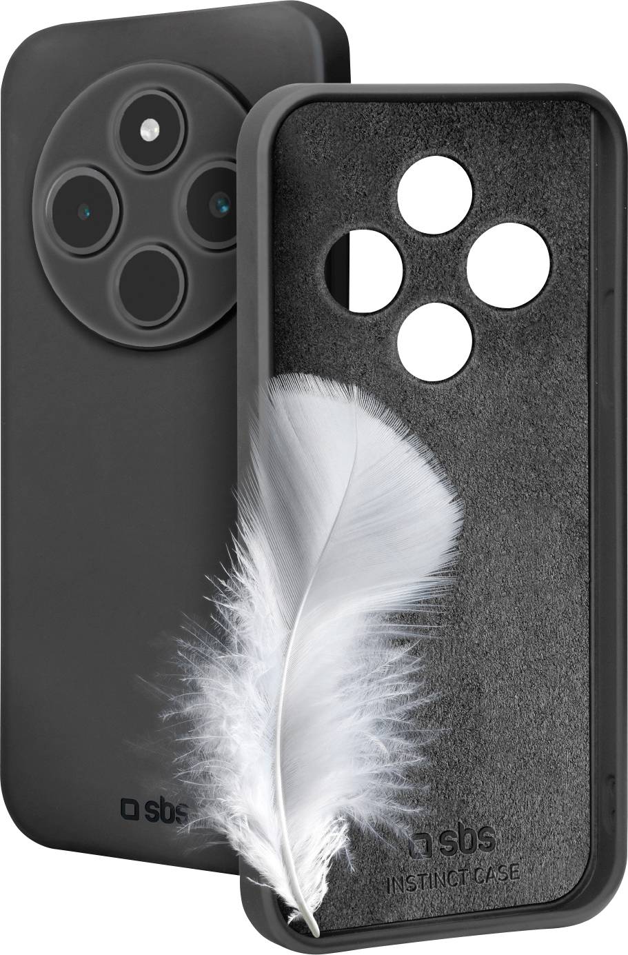 Ein Smartphone mit schwarzer Klapphülle, teilweise geöffnet, mit Apps auf dem Bildschirm, einschließlich der Symbole Telefon, Play Store, Google und Kontakte.