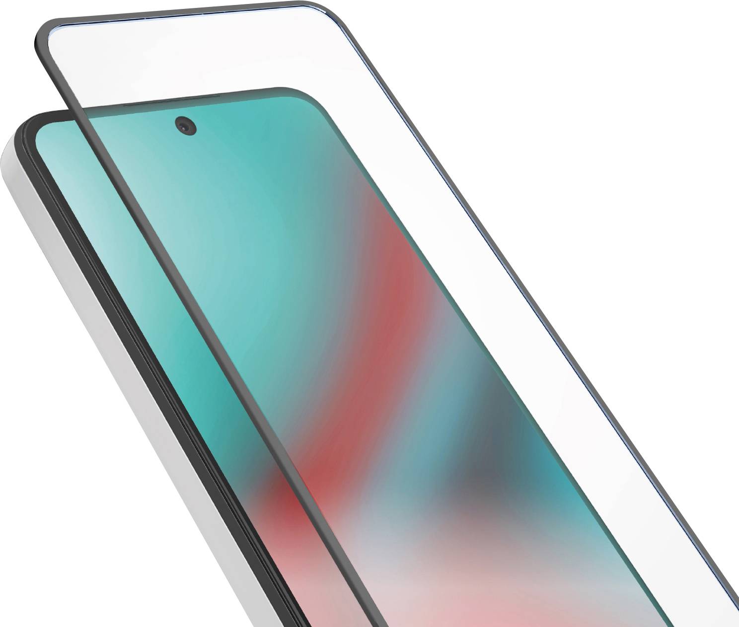 Ein Smartphone mit einer Schutzglasfolie für den Bildschirm, das durch ein elegantes Design und abgerundete Kanten besticht und seinen eleganten und modernen Look unterstreicht.