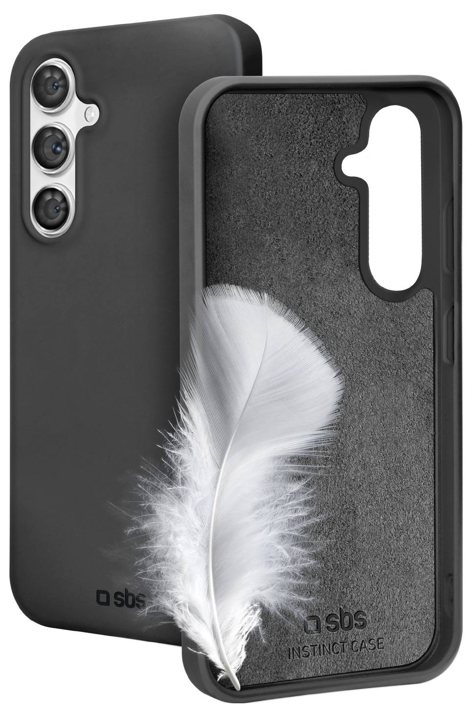 Smartphone mit grünem abstraktem Display in einem schwarzen Faltschutzhülle, horizontal auf einem Ständer positioniert.