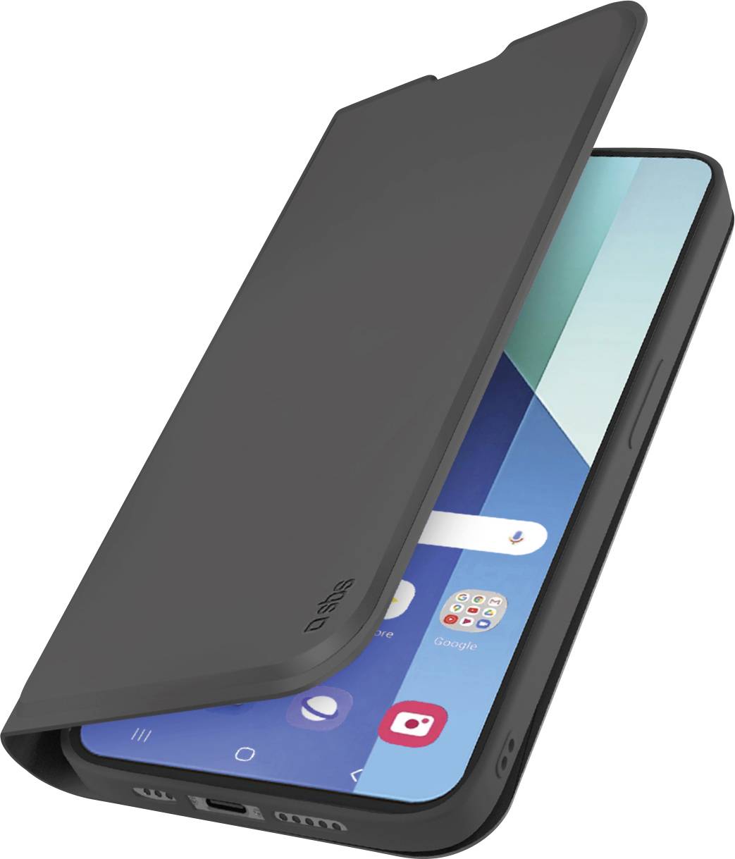 Ein schwarzes Smartphone-Etui mit einer weißen Feder, die Leichtigkeit und Schutz symbolisiert. Das Etui hat Öffnungen für Kameraobjektive.