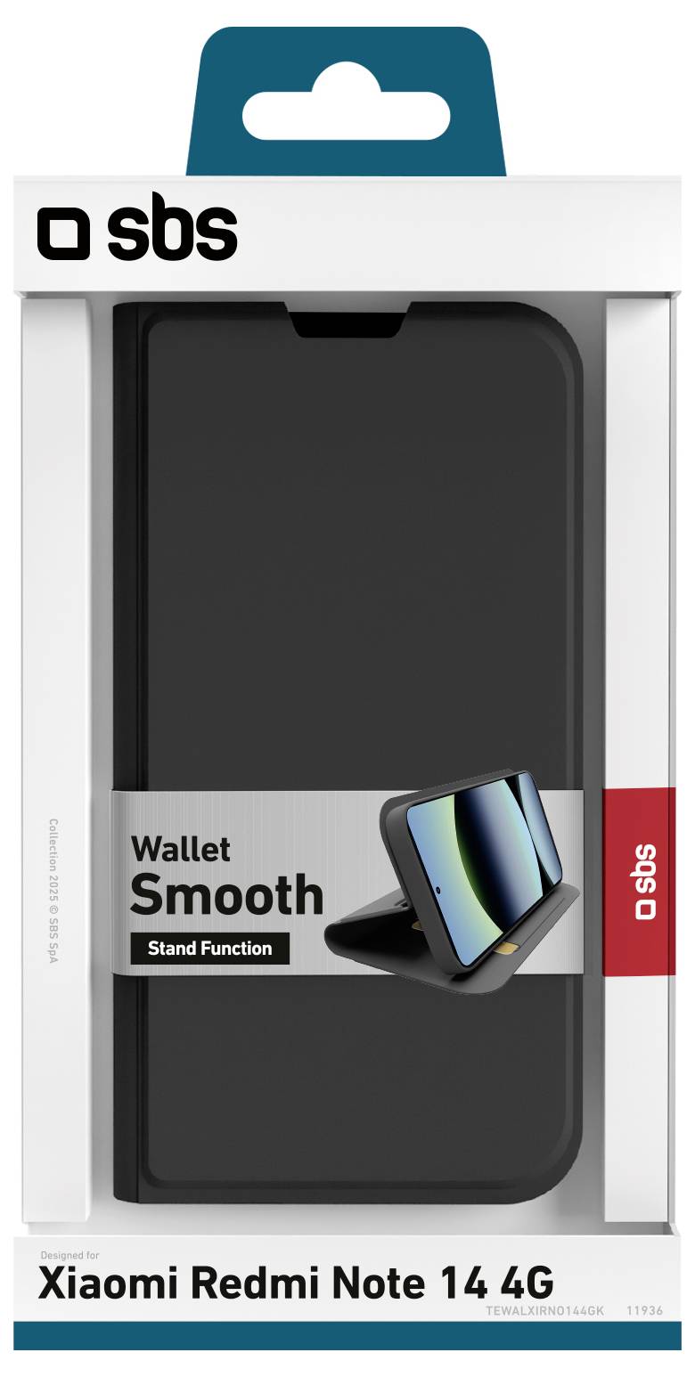 Sbs mobile Flip Cover Xiaomi Xiaomi Redmi Note 14 4G Size (163,3mm) Schwarz TEWALXIRNO144GK