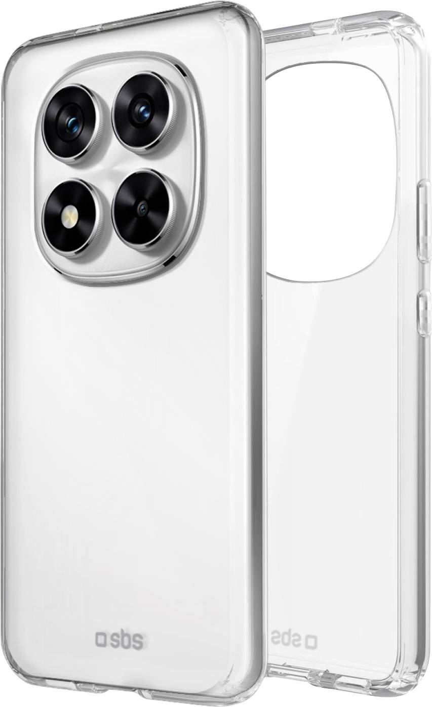 Ein transparantes Handyhülle mit Ausschnitten für vier Kameraobjektive, speziell für ein bestimmtes Smartphone-Modell konzipiert und bietet Schutz bei gleichzeitiger Zur-Schau-Stellung des Designs des Telefons.