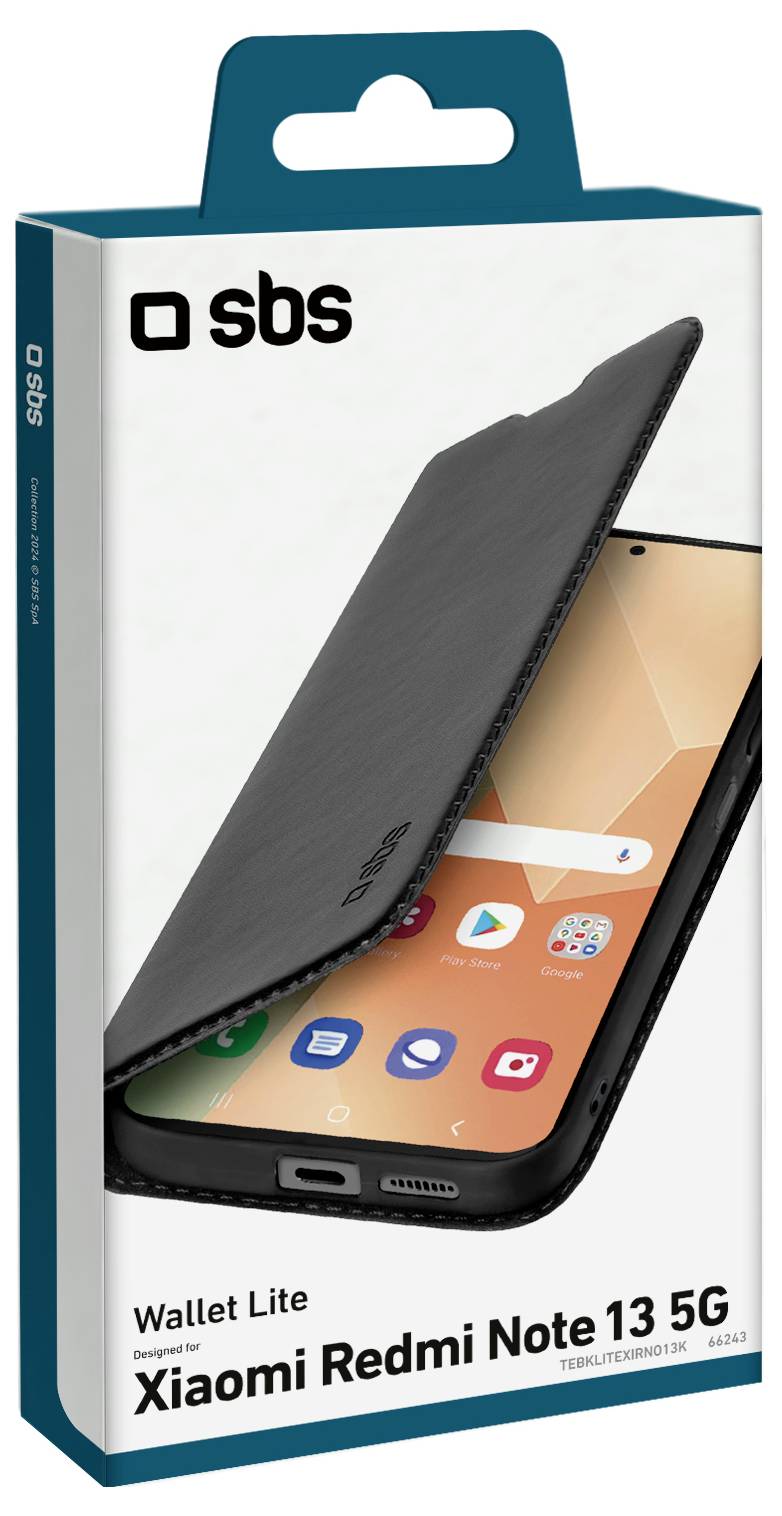 Eine schwarze Brieftaschenhülle mit Standfunktion für Xiaomi Redmi A1 (2022), A2.