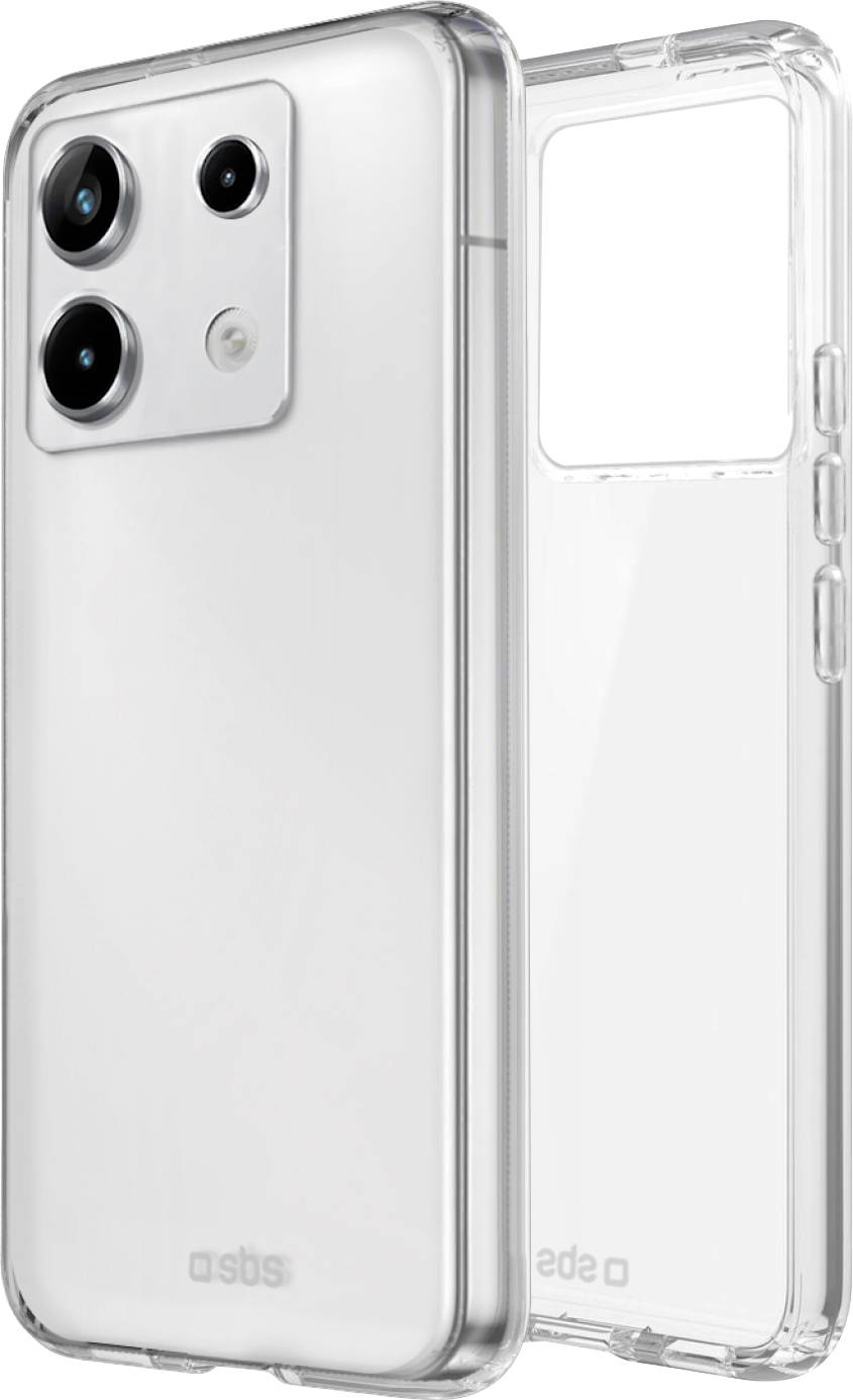 Transparentes Handyhülle mit drei Kameraausschnitten, für ein Smartphone konzipiert, von vorne und hinten dargestellt.