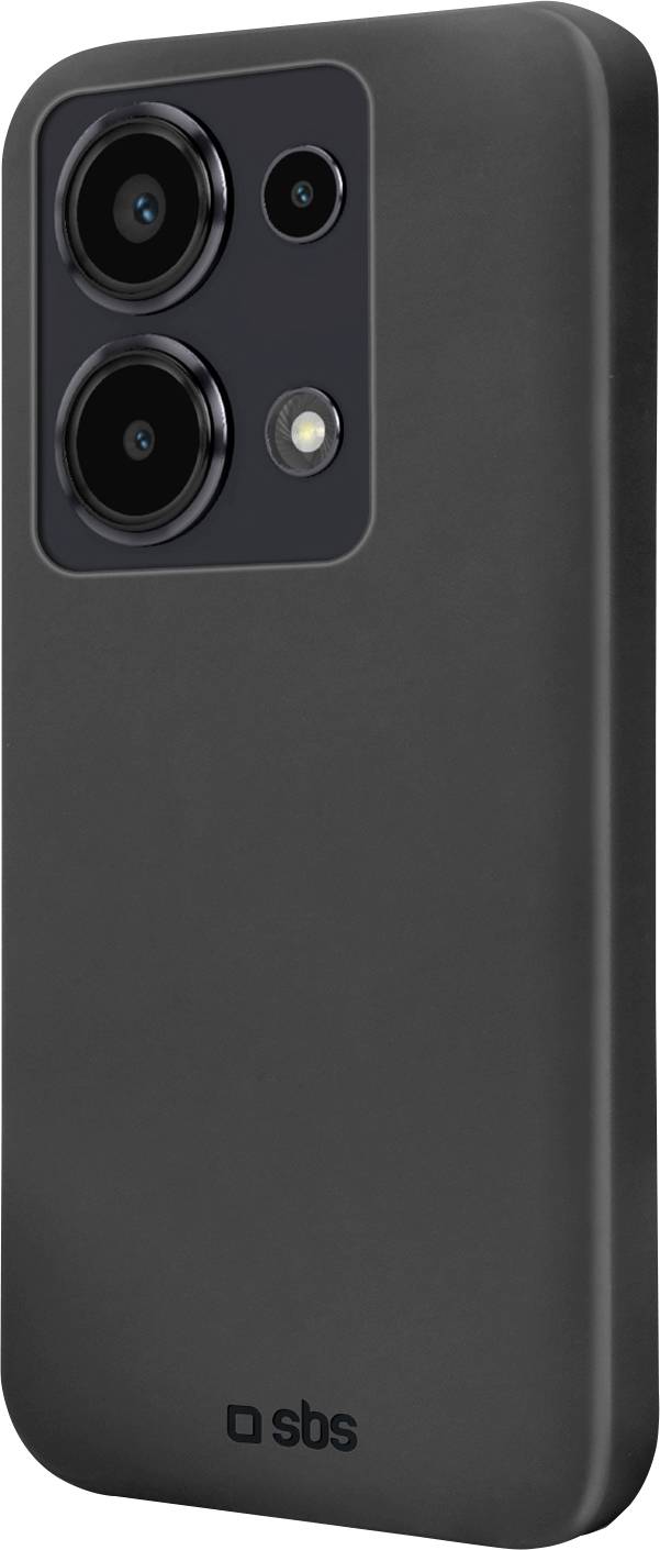 Ein schwarzes Handyhülle mit Aussparungen für drei Kameraobjektive und ein Blitzlicht, mit einem eleganten und minimalistischen Design.