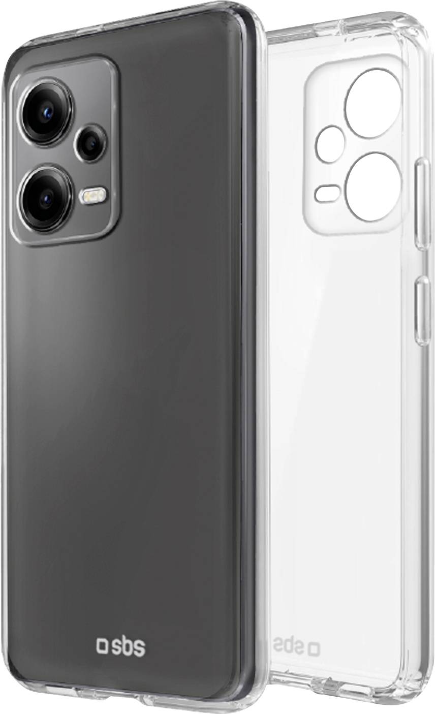 Zwei Smartphone-Hüllen, eine transparent und eine schwarz, speziell für ein Dual-Kamera-Telefon konzipiert, nebeneinander dargestellt.