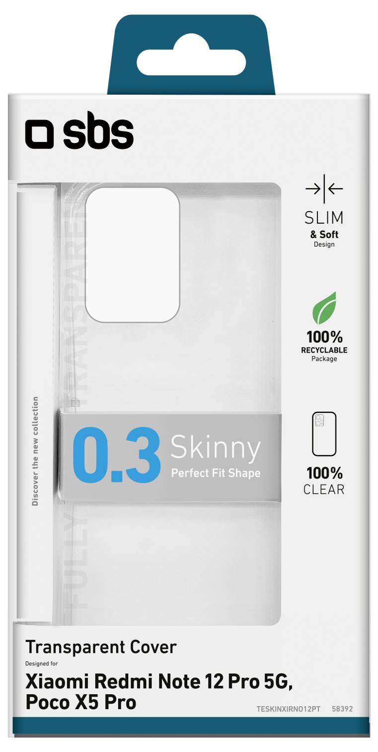 Transparente Handyhülle für Xiaomi Redmi Note 12 Pro 5G und Poco X5 Pro, mit 0,3 mm dünnem Design, klar, recycelbar.