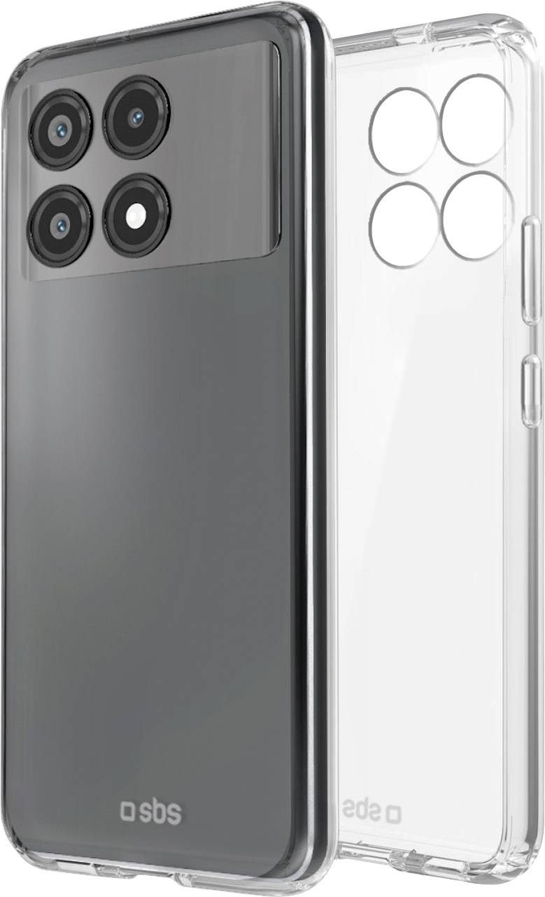 Eine transparente Handyhülle neben einem schwarzen Smartphone mit drei rückseitigen Kameras, die die Schutz- und Durchsichtigkeitseigenschaften der Hülle hervorhebt.