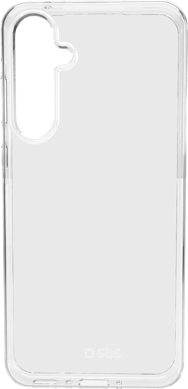 Ein Nahaufnahmebild eines Smartphones mit einem orangefarbenen Spirallichtmuster auf einem schwarzen Bildschirm, teilweise bedeckt von einer weißen Schutzfolie.