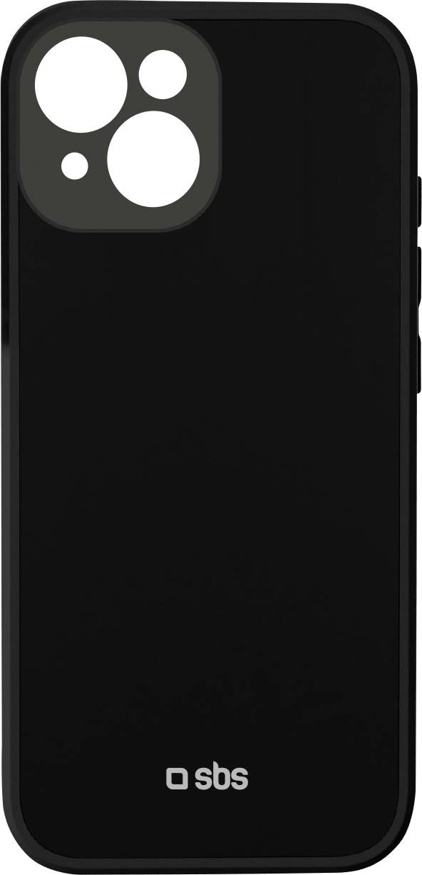 Ein schwarzes Smartphone-Hülle mit großen Kameraaussparungen wird gezeigt. Das Markenlogo 
