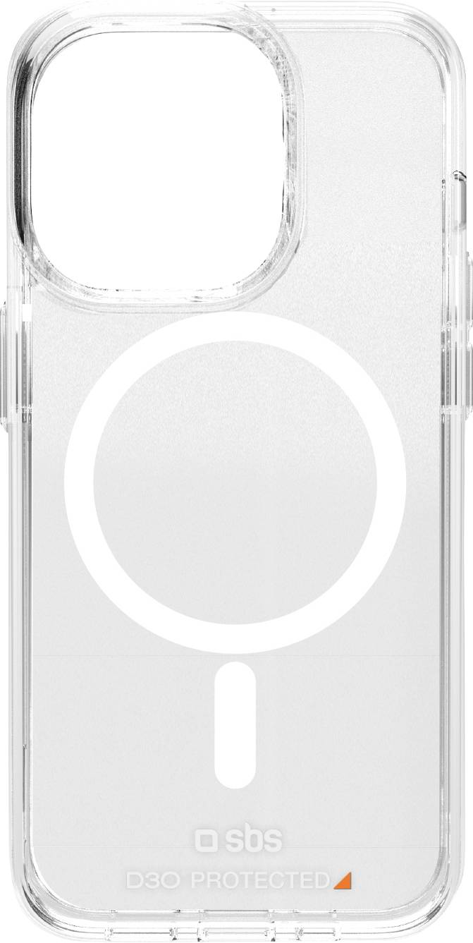 Schwarze Smartphone-Hülle mit einer Kameraaussparung in der oberen linken Ecke, mit dem SBS-Logo in der unteren Mittelmitte.