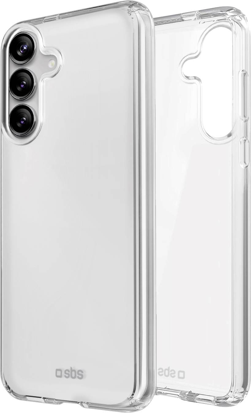 Transparente Schutzhülle für Telefone mit drei Kameraausschnitten, zeigt Vorder- und Rückseiten.
