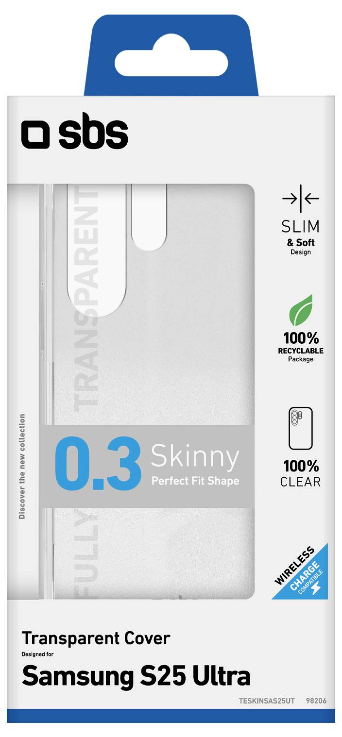 Transparente Schutzhülle für Samsung S25 Ultra, 0,3 mm ultradünn, vollständig transparent, schlank und weich, 100% recycelbar, kabellose Ladung kompatibel.