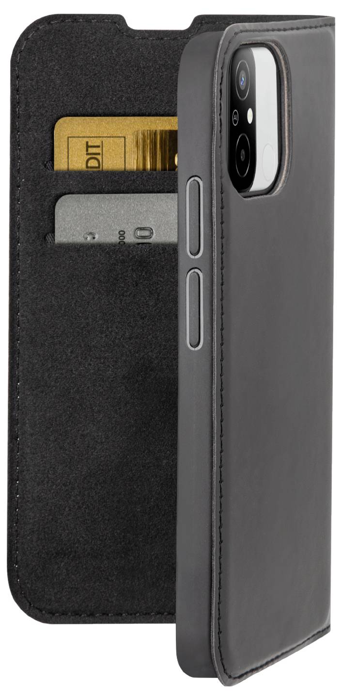 Eine transparente Handyhülle mit einem kreisförmigen weißen Design auf der Rückseite, kompatibel mit MagSafe-Zubehör, aus einer Schrägansicht betrachtet.