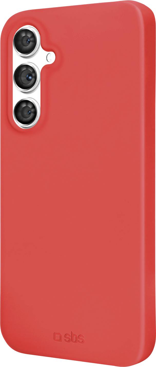 Ein rotes Smartphone-Case mit präzisen Ausschnitten für die Kameraobjektive, gezeigt in einer Rückansicht.