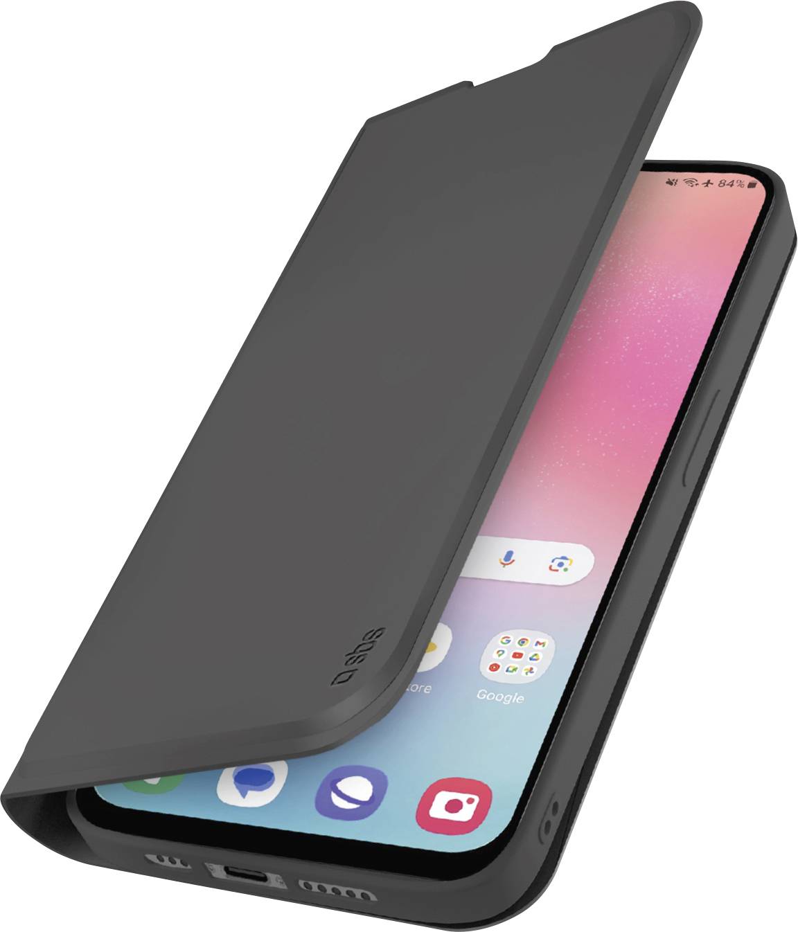 Ein Smartphone-Bildschirm, auf dem Schutzglas angebracht wird, mit einer Nahaufnahme der Blende des Telefons und des Displays von Kante zu Kante.