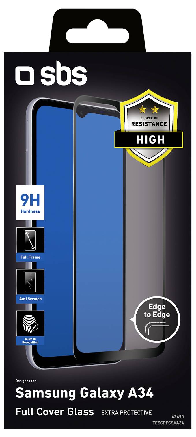 Displayschutzfolie für Samsung Galaxy A34, mit hoher Widerstandskraft, vollständiger Glaschutz, kratzfest, von Kante zu Kante.