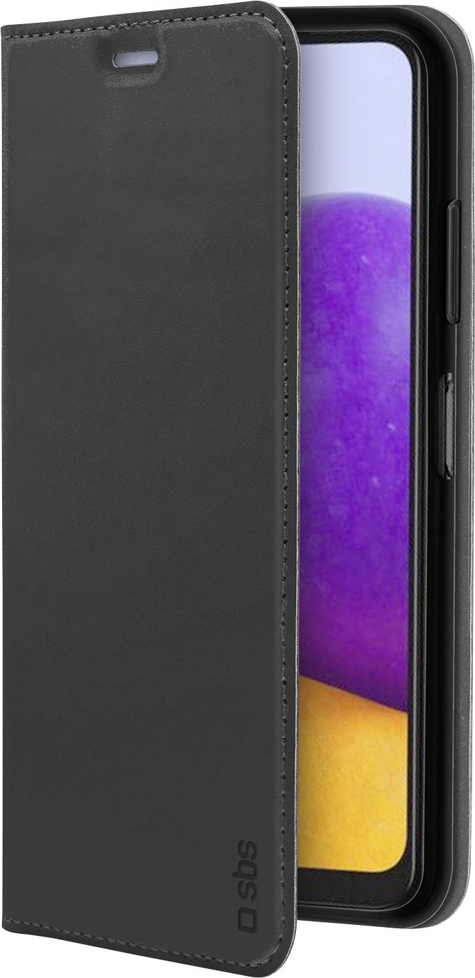 Ein Smartphone in einer schwarzen Schutzhülle mit sichtbarem Bildschirm, auf dem ein buntes Farbverlaufsbild angezeigt wird. Die Hülle schützt den Bildschirm und die Kanten.