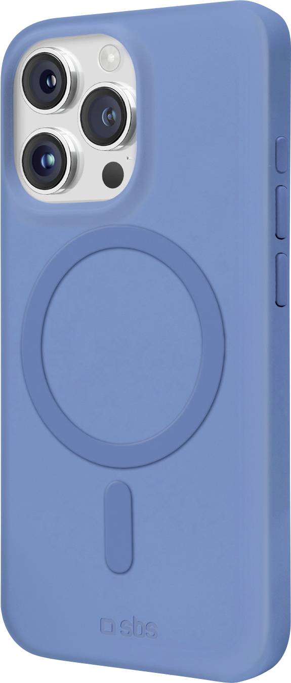 Ein blaues Smartphone-Schutzhülle mit kreisförmigem Design und Kameraausschnitt auf der Rückseite, speziell für ein bestimmtes Telefonmodell angefertigt.
