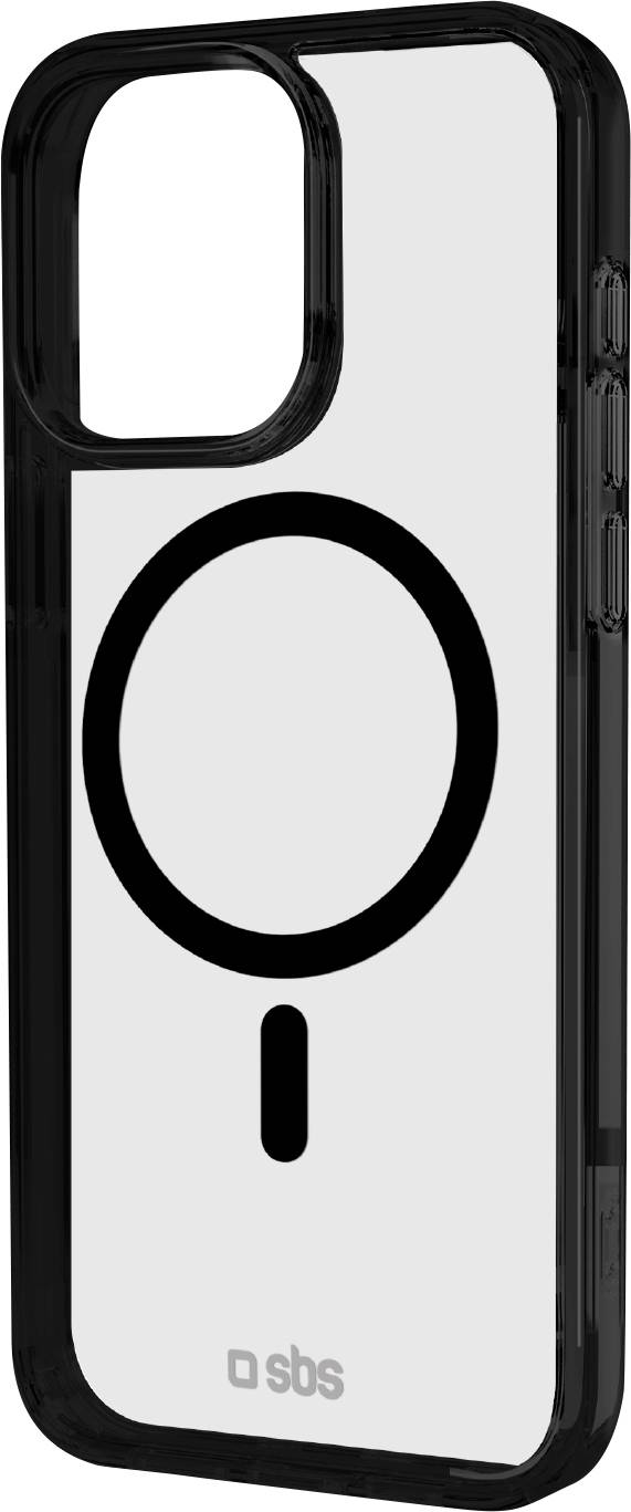 Eine Smartphone-Schutzhülle mit einem großen Lupe-Symbol in Schwarz auf weißem Hintergrund und einem kleinen Logo unten.