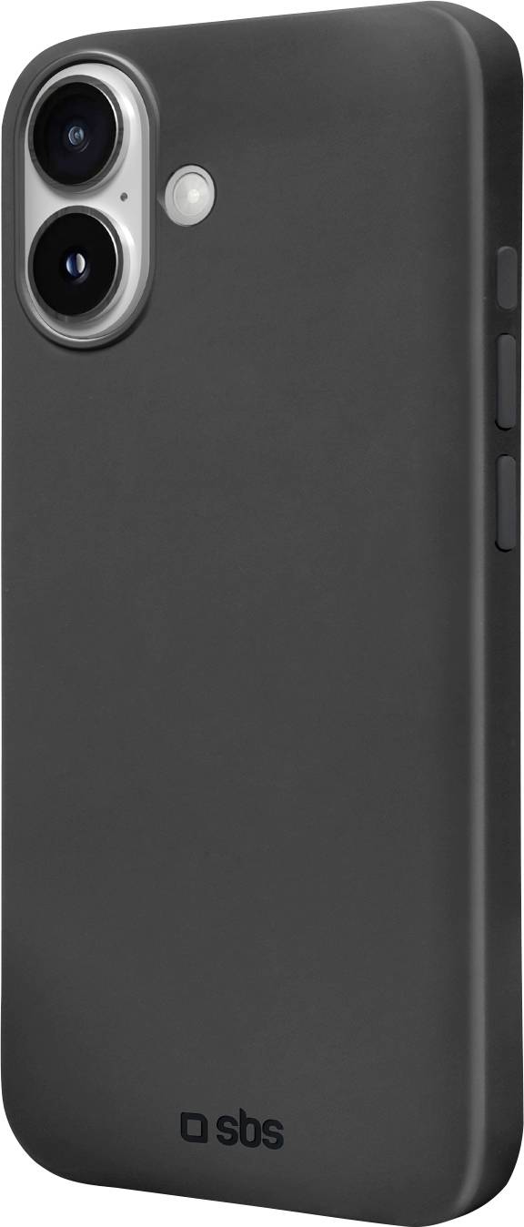 Ein schwarzes Smartphone-Case mit doppelten Kameraausschnitten in der oberen linken Ecke, mit minimalistischem Design und kleinem 