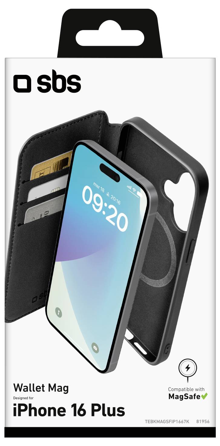 Sbs mobile Flip Cover Apple iPhone 16 Plus Schwarz TEBKMAGSFIP1667K