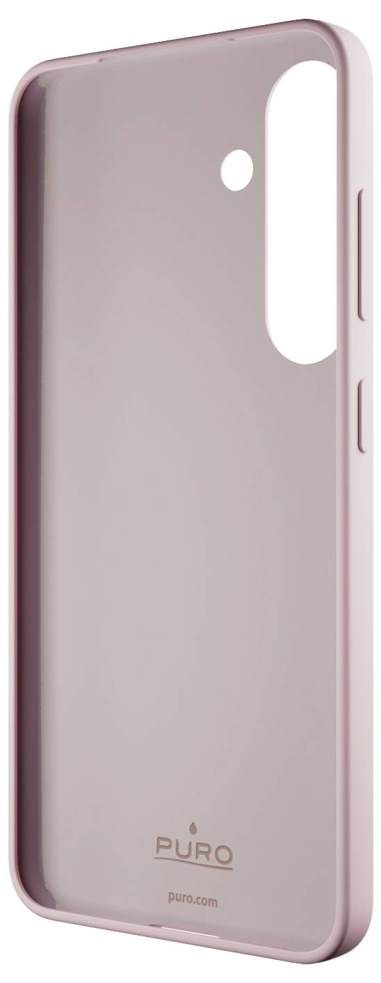 Eine rosa Smartphone-Hülle mit einer glatten, glänzenden Oberfläche und präzisen Aussparungen für die Kamera und Tasten. Mit 