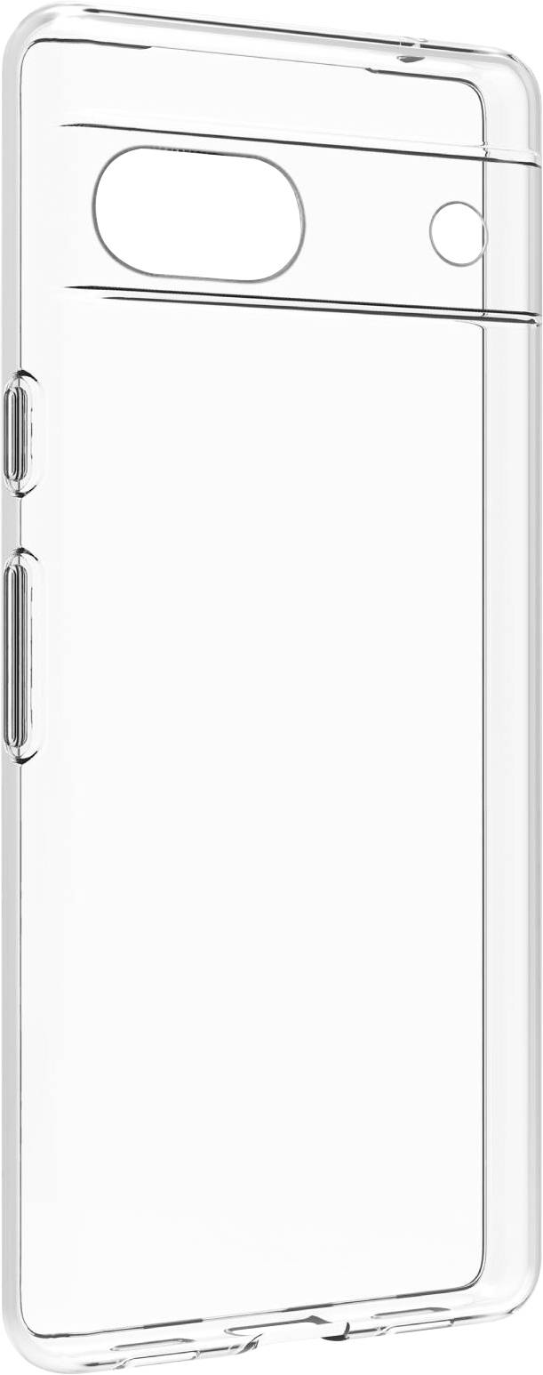 Transparente Handyhülle mit schlankem Design, mit Ausschnitten für Kamera, Tasten und Ladeanschluss.