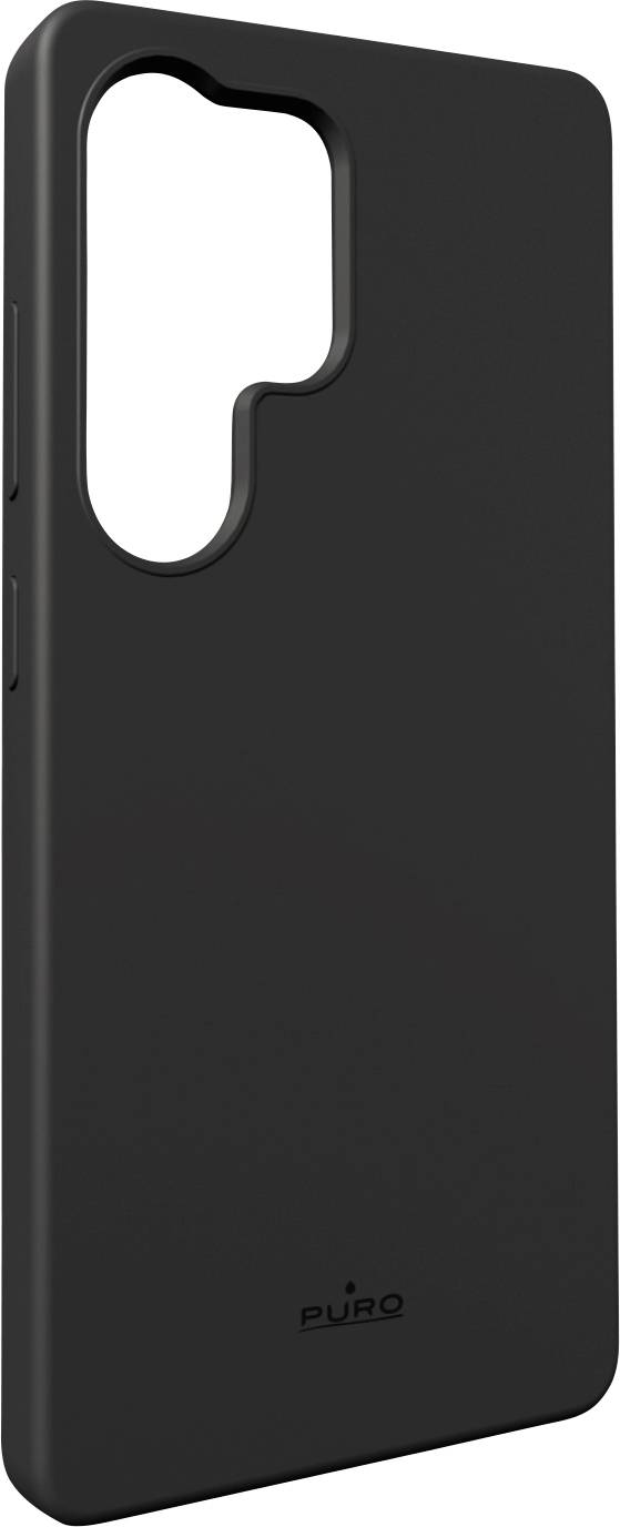Ein elegantes schwarzes Smartphone-Gehäuse mit einer Aussparung für die Kamera und Tasten, mit der Marke 
