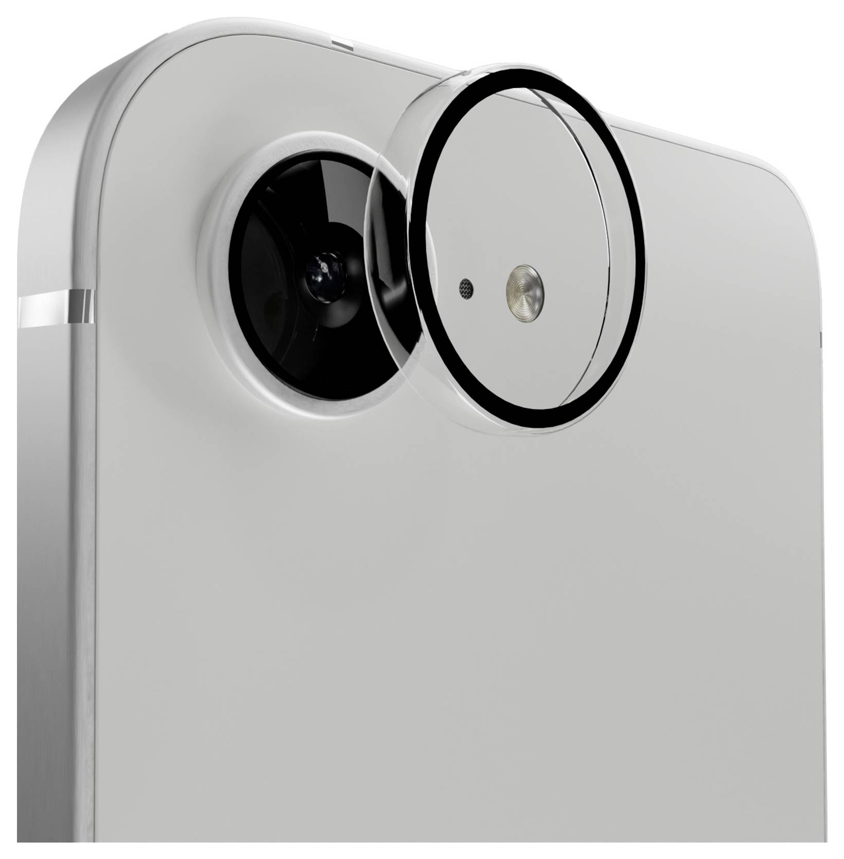 Nahaufnahme der Rückkamera eines Smartphones mit Fokus auf Linse und Blitz, die das Kameradesign und die Funktionen hervorhebt.
