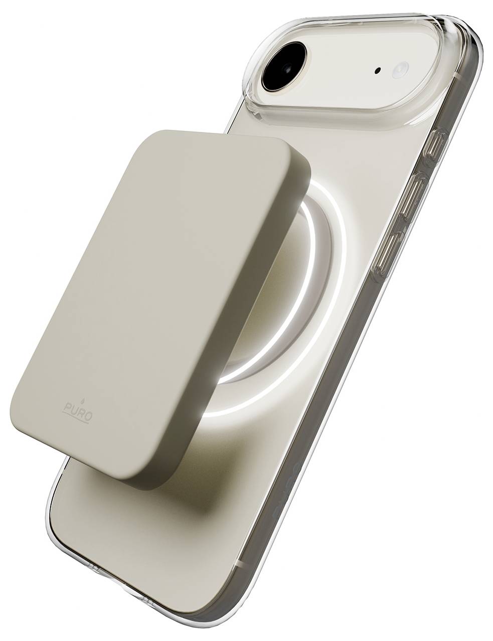 Eine schwarze Handyhülle für iPhone 17e/16, dargestellt in einer Verpackung mit der Aufschrift „ICON® MAG PRO
