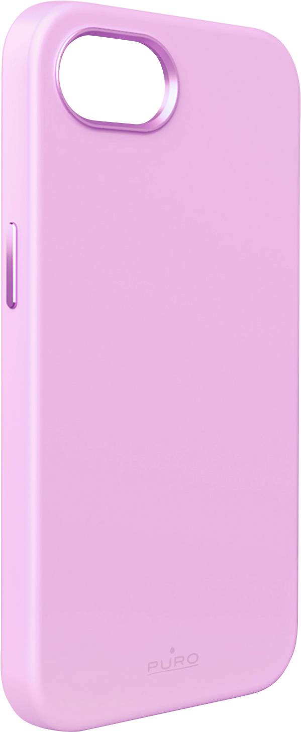 Ein rosa Smartphone-Hülle mit minimalistische Design, mit einem kleinen Logo am unteren Ende.